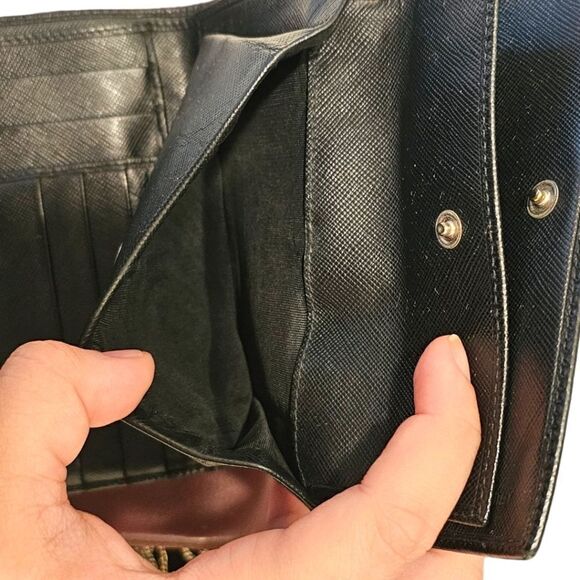 Prada Black Saffiano Leather Trifold Wallet - Picture 10 of 16